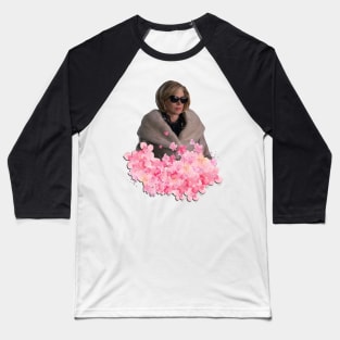 Christine Baranski Pink Floral Baseball T-Shirt